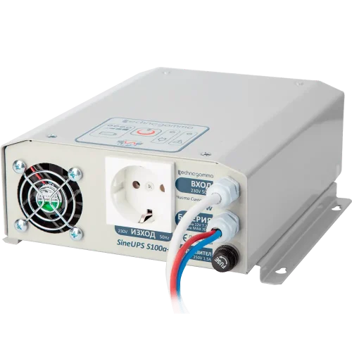UPS инвертор SineUPS S100aPlus: 100W чиста синусоида | Вградена батерия 7,2 Ah и изводи за външна батерия от 20 до 70 Ah